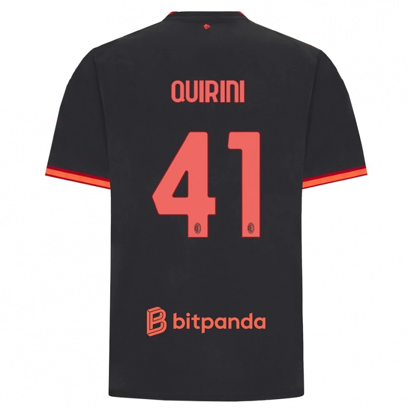Danxen Børn Ettore Quirini #41 Sort Rød Tredje Sæt Spillertrøjer 2026/27 Trøje T-Shirt