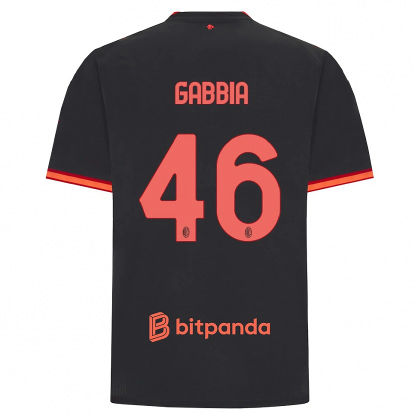 Danxen Børn Matteo Gabbia #46 Sort Rød Tredje Sæt Spillertrøjer 2026/27 Trøje T-Shirt