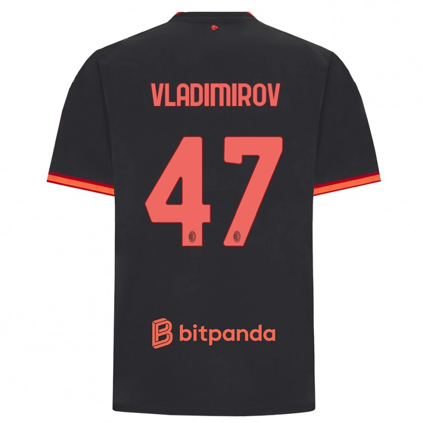 Danxen Børn Valeri Vladimirov #47 Sort Rød Tredje Sæt Spillertrøjer 2026/27 Trøje T-Shirt