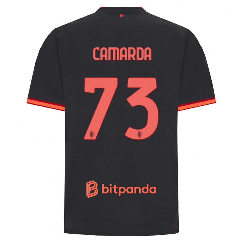 Danxen Børn Francesco Camarda #73 Sort Rød Tredje Sæt Spillertrøjer 2026/27 Trøje T-Shirt