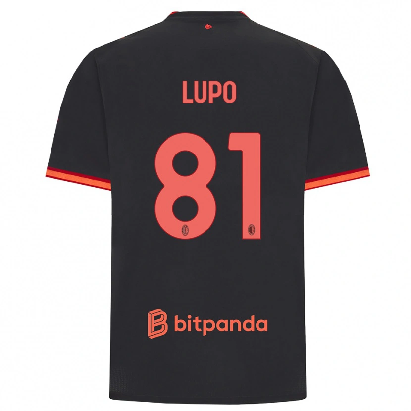 Danxen Børn Simone Lupo #81 Sort Rød Tredje Sæt Spillertrøjer 2026/27 Trøje T-Shirt