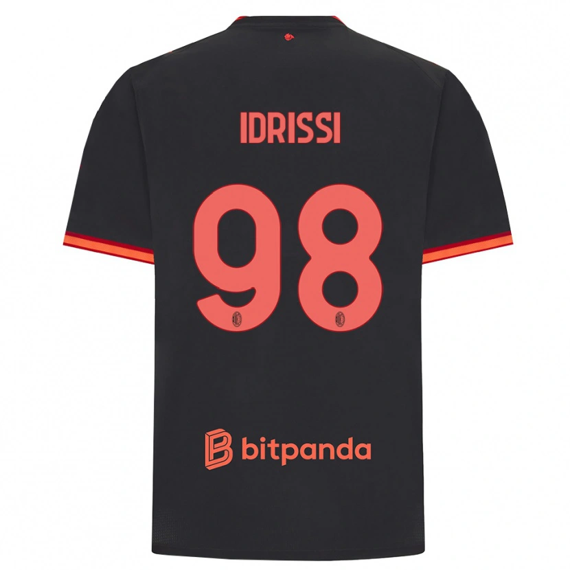Danxen Børn Yahya Idrissi #98 Sort Rød Tredje Sæt Spillertrøjer 2026/27 Trøje T-Shirt
