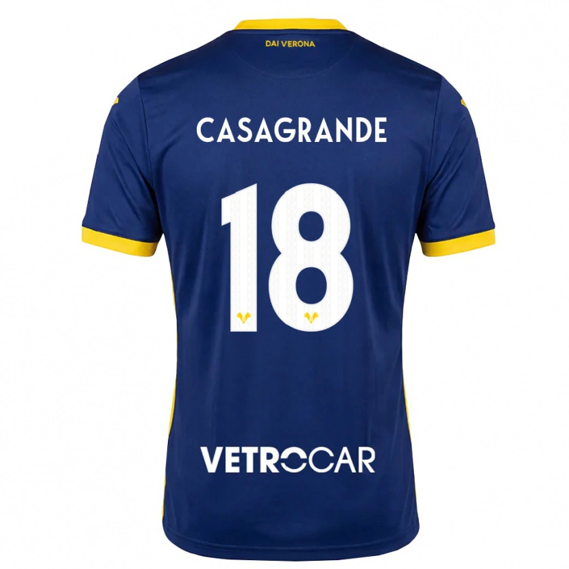 Danxen Mænd Davide Casagrande #18 Kongelig Blå Gul Hvid Hjemmebane Spillertrøjer 2026/27 Trøje T-Shirt