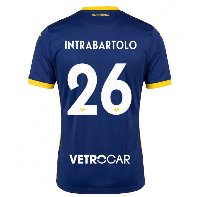 Danxen Mænd Denis Intrabartolo #26 Kongelig Blå Gul Hvid Hjemmebane Spillertrøjer 2026/27 Trøje T-Shirt