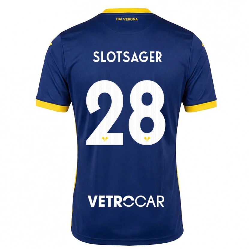 Danxen Mænd Tobias Slotsager #28 Kongelig Blå Gul Hvid Hjemmebane Spillertrøjer 2026/27 Trøje T-Shirt