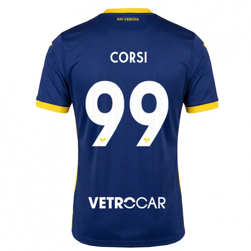 Danxen Mænd Sara Corsi #99 Kongelig Blå Gul Hvid Hjemmebane Spillertrøjer 2026/27 Trøje T-Shirt