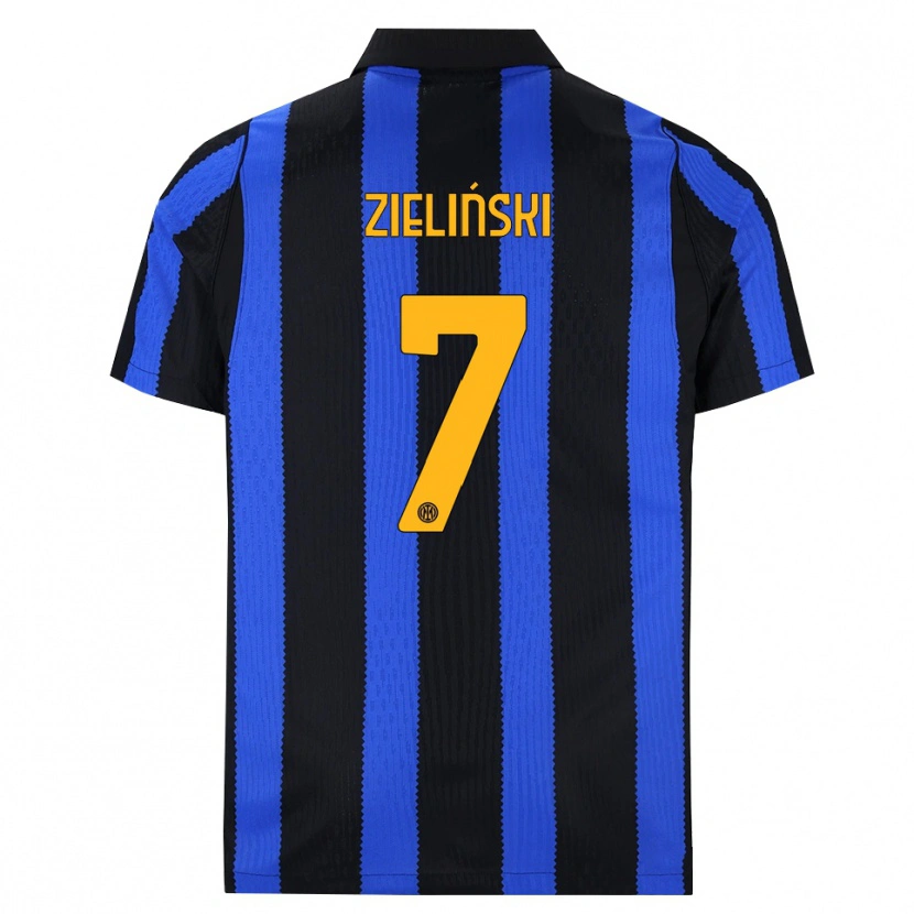 Danxen Mænd Piotr Zielinski #7 Sort Blå Gul Hjemmebane Spillertrøjer 2026/27 Trøje T-Shirt