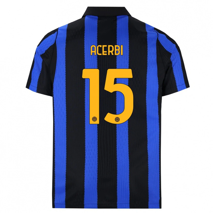 Danxen Mænd Francesco Acerbi #15 Sort Blå Gul Hjemmebane Spillertrøjer 2026/27 Trøje T-Shirt