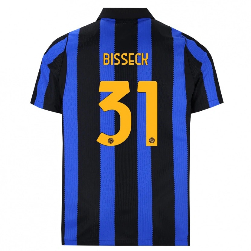 Danxen Mænd Yann Bisseck #31 Sort Blå Gul Hjemmebane Spillertrøjer 2026/27 Trøje T-Shirt