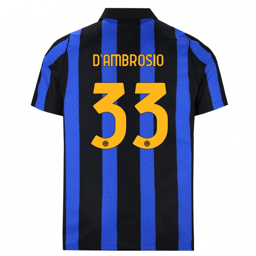 Danxen Mænd Danilo D'ambrosio #33 Sort Blå Gul Hjemmebane Spillertrøjer 2026/27 Trøje T-Shirt