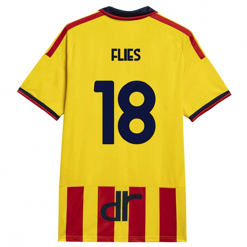 Danxen Mænd Jarne Flies #18 Gul Rød Hjemmebane Spillertrøjer 2026/27 Trøje T-Shirt