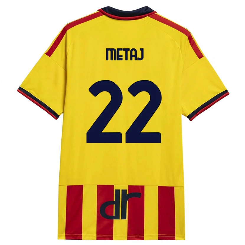 Danxen Mænd Dejvi Metaj #22 Gul Rød Hjemmebane Spillertrøjer 2026/27 Trøje T-Shirt