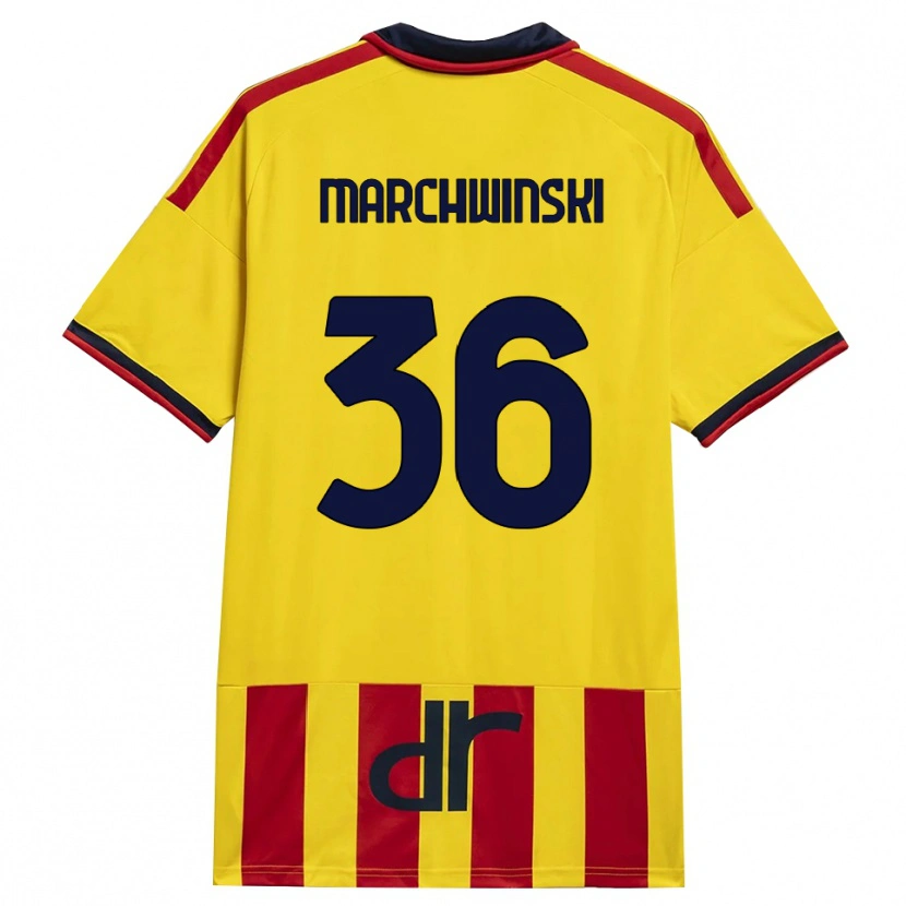 Danxen Mænd Filip Marchwinski #36 Gul Rød Hjemmebane Spillertrøjer 2026/27 Trøje T-Shirt