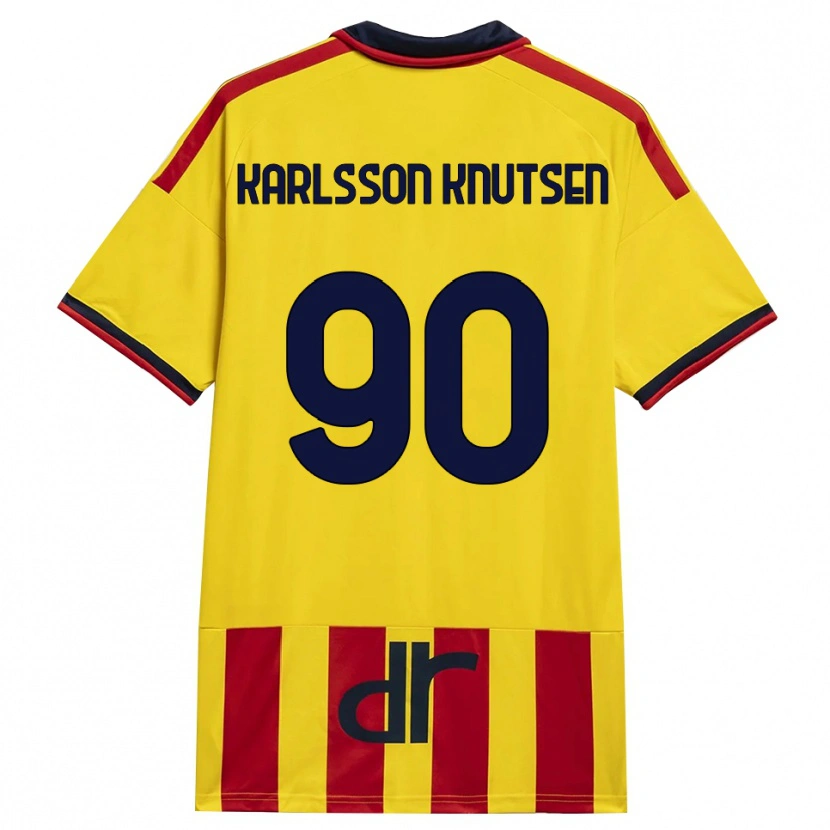 Danxen Mænd Storm Karlsson Knutsen #90 Gul Rød Hjemmebane Spillertrøjer 2026/27 Trøje T-Shirt