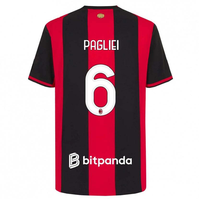 Danxen Mænd Matteo Pagliei #6 Rød Sort Hvid Hjemmebane Spillertrøjer 2026/27 Trøje T-Shirt