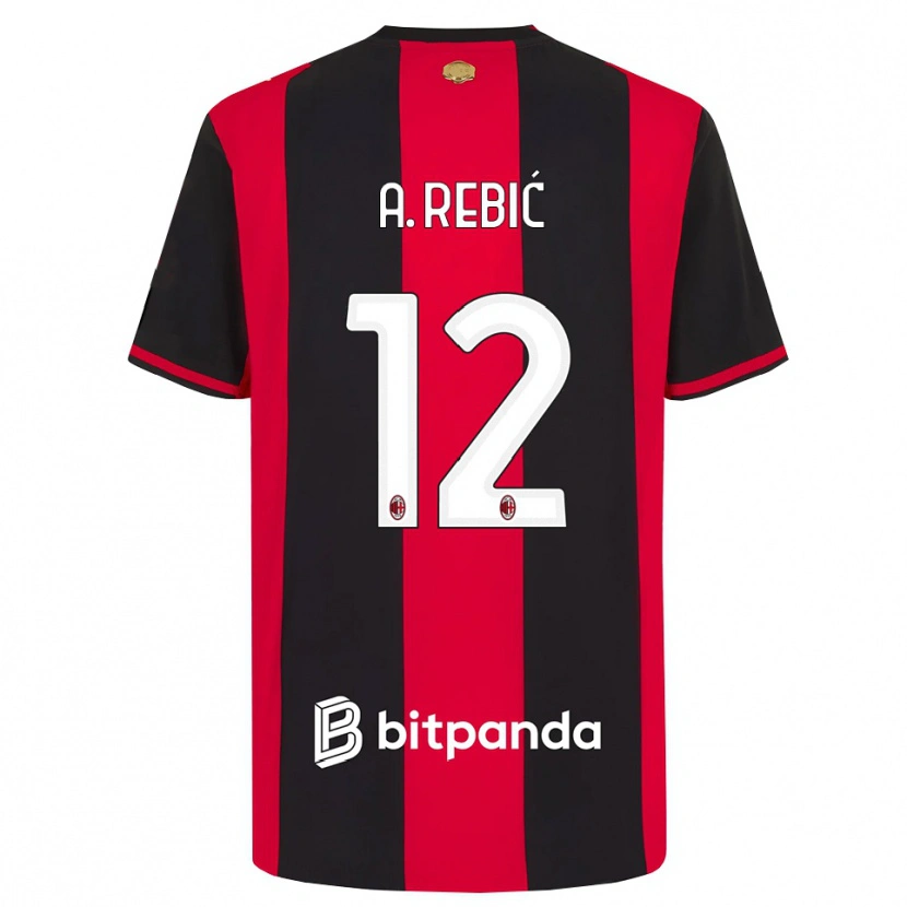 Danxen Mænd Ante Rebic #12 Rød Sort Hvid Hjemmebane Spillertrøjer 2026/27 Trøje T-Shirt