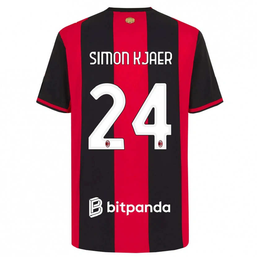 Danxen Mænd Simon Kjaer #24 Rød Sort Hvid Hjemmebane Spillertrøjer 2026/27 Trøje T-Shirt