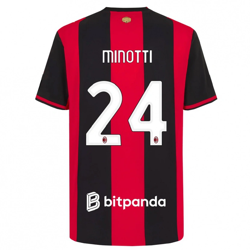 Danxen Mænd Gabriele Minotti #24 Rød Sort Hvid Hjemmebane Spillertrøjer 2026/27 Trøje T-Shirt