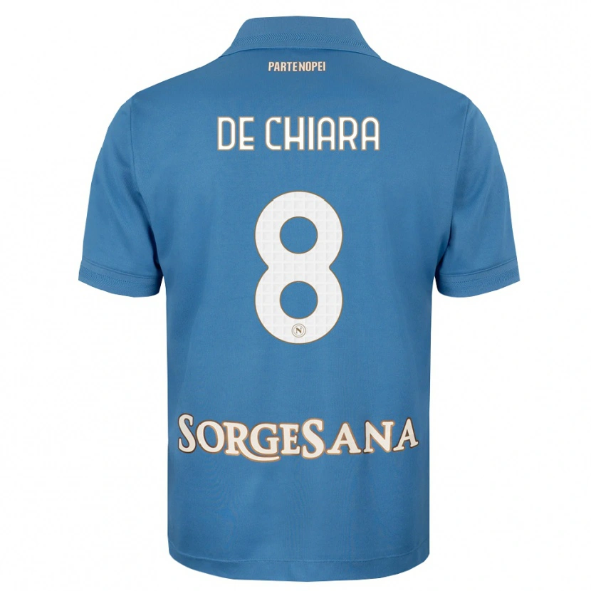 Danxen Mænd Emmanuele De Chiara #8 Tågeblå Hvid Hjemmebane Spillertrøjer 2026/27 Trøje T-Shirt