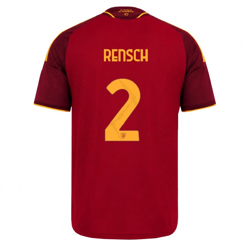 Danxen Mænd Devyne Rensch #2 Rød Gylden Gul Hjemmebane Spillertrøjer 2026/27 Trøje T-Shirt