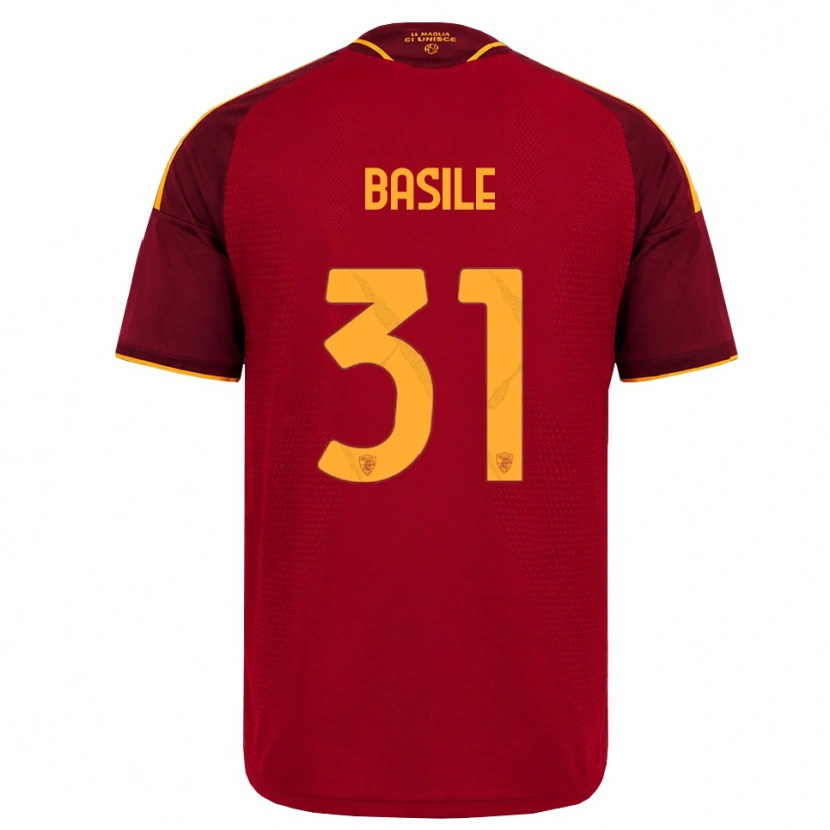 Danxen Mænd Filippo Basile #31 Rød Gylden Gul Hjemmebane Spillertrøjer 2026/27 Trøje T-Shirt