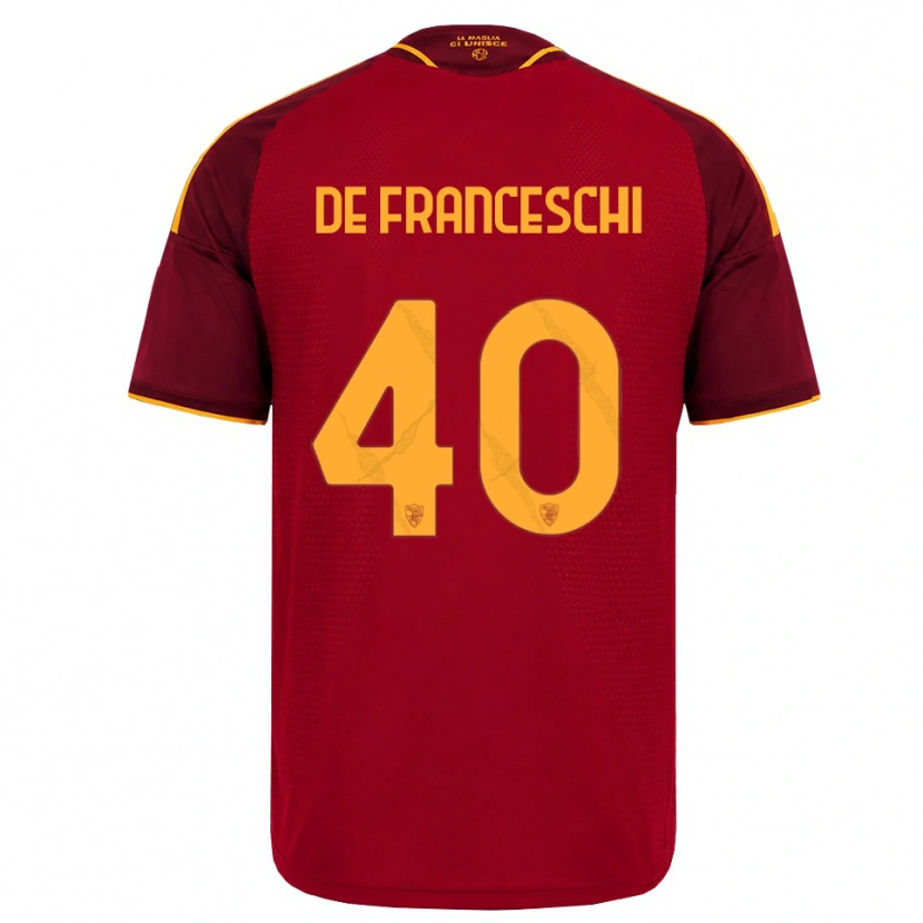 Danxen Mænd Leonardo De Franceschi #40 Rød Gylden Gul Hjemmebane Spillertrøjer 2026/27 Trøje T-Shirt