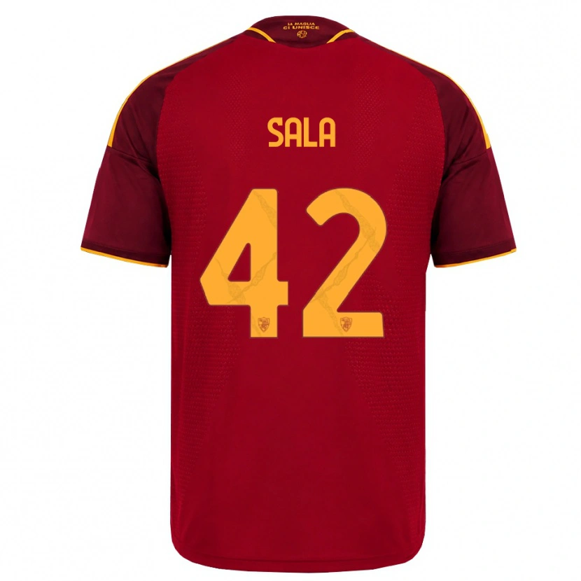 Danxen Mænd Edoardo Sala #42 Rød Gylden Gul Hjemmebane Spillertrøjer 2026/27 Trøje T-Shirt