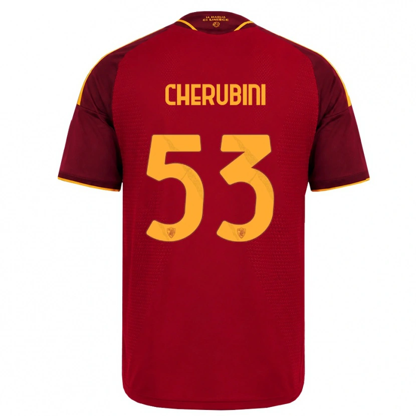 Danxen Mænd Martina Cherubini #53 Rød Gylden Gul Hjemmebane Spillertrøjer 2026/27 Trøje T-Shirt