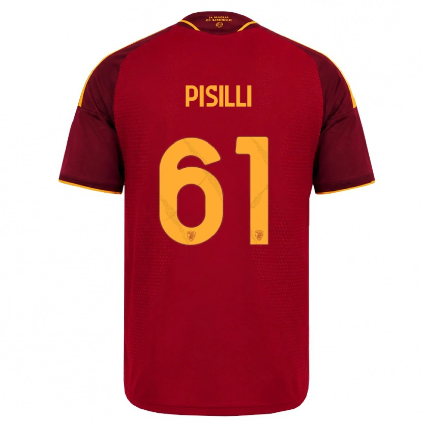 Danxen Mænd Niccolò Pisilli #61 Rød Gylden Gul Hjemmebane Spillertrøjer 2026/27 Trøje T-Shirt