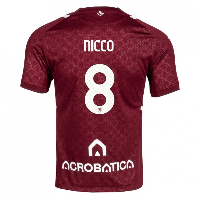 Danxen Mænd Giada Nicco #8 Bordeaux Hvid Hjemmebane Spillertrøjer 2026/27 Trøje T-Shirt