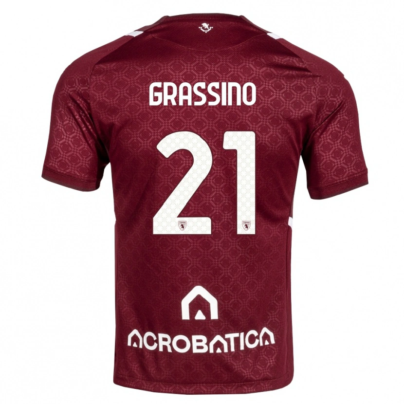 Danxen Mænd Giulia Grassino #21 Bordeaux Hvid Hjemmebane Spillertrøjer 2026/27 Trøje T-Shirt