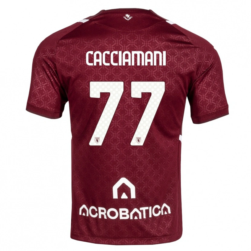 Danxen Mænd Alessio Cacciamani #77 Bordeaux Hvid Hjemmebane Spillertrøjer 2026/27 Trøje T-Shirt
