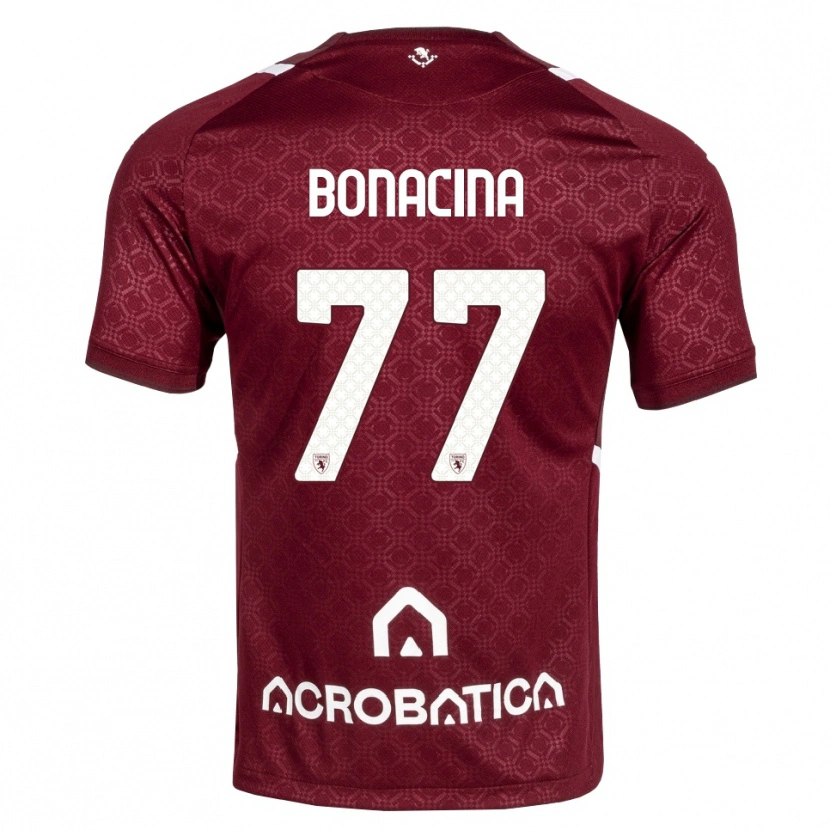 Danxen Mænd David Bonacina #77 Bordeaux Hvid Hjemmebane Spillertrøjer 2026/27 Trøje T-Shirt
