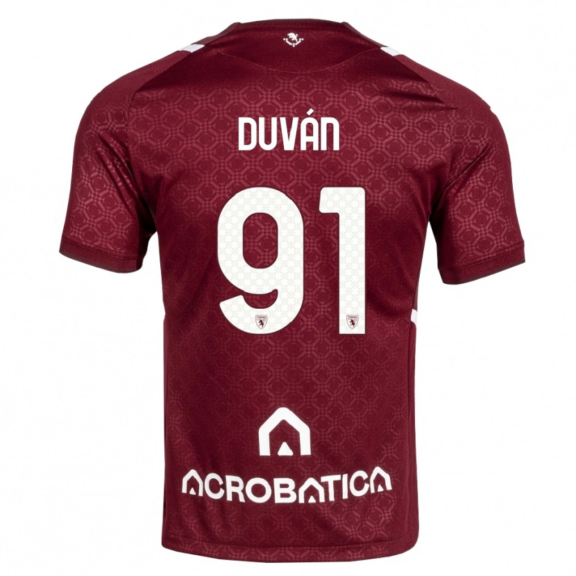 Danxen Mænd Duván Zapata #91 Bordeaux Hvid Hjemmebane Spillertrøjer 2026/27 Trøje T-Shirt