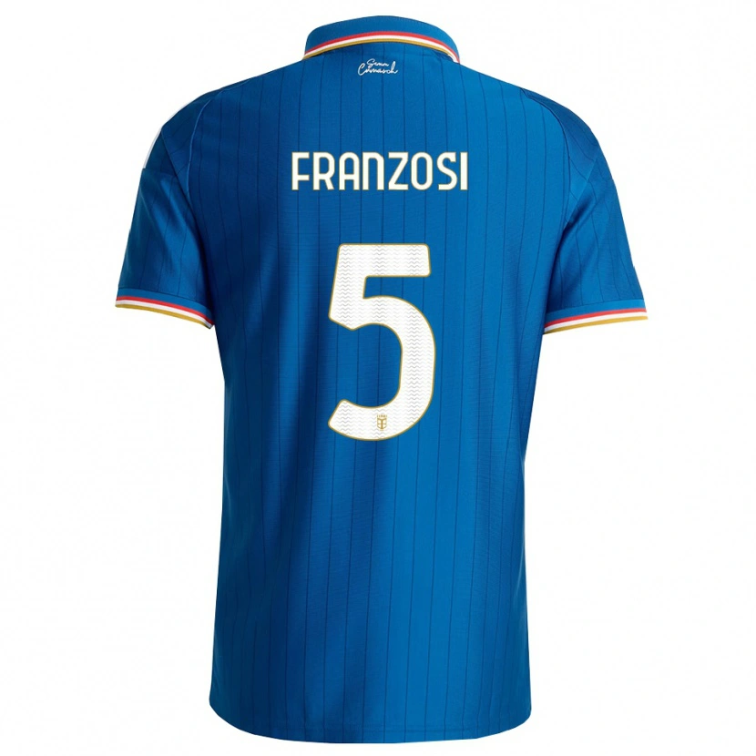 Danxen Mænd Edoardo Franzosi #5 Blå Hvid Rød Hjemmebane Spillertrøjer 2026/27 Trøje T-Shirt