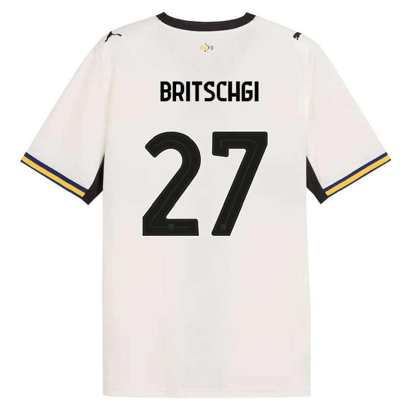 Danxen Mænd Sascha Britschgi #27 Off-White Sort Gul Hjemmebane Spillertrøjer 2026/27 Trøje T-Shirt