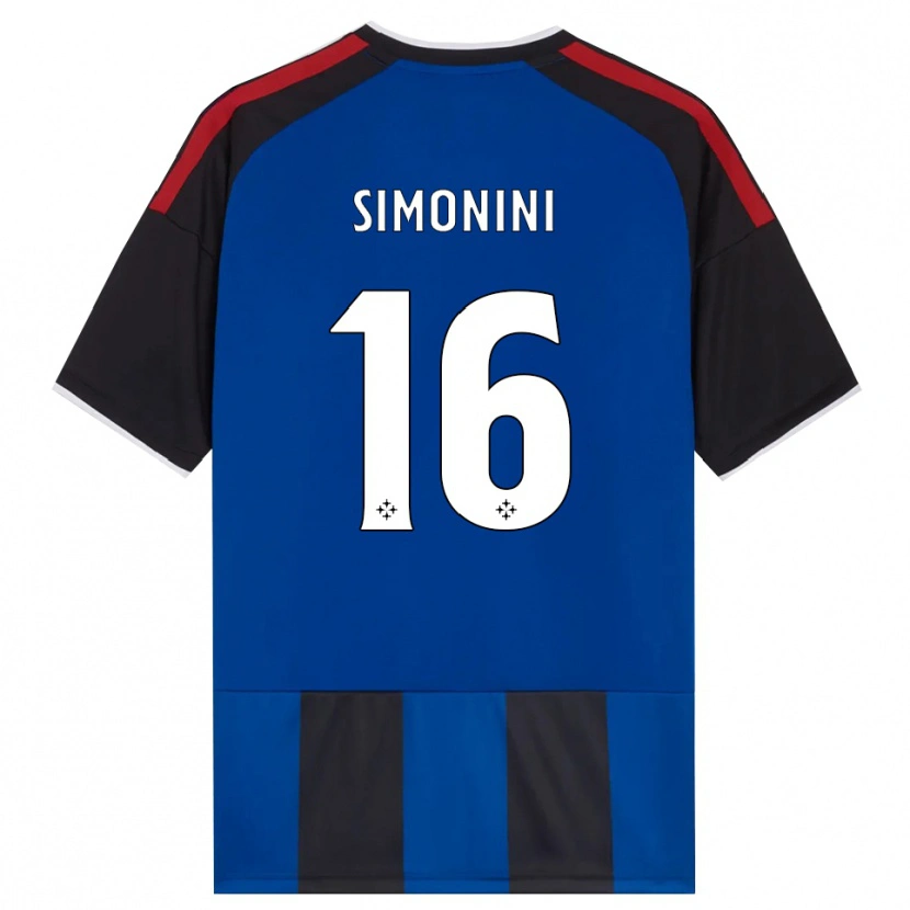 Danxen Mænd Nicolò Simonini #16 Sort Rød Hvid Blå Hjemmebane Spillertrøjer 2026/27 Trøje T-Shirt