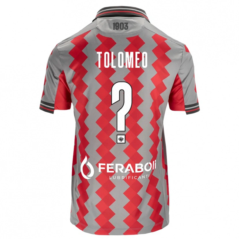 Danxen Mænd Gabriel Tolomeo #0 Grå Rød Hvid Hjemmebane Spillertrøjer 2026/27 Trøje T-Shirt