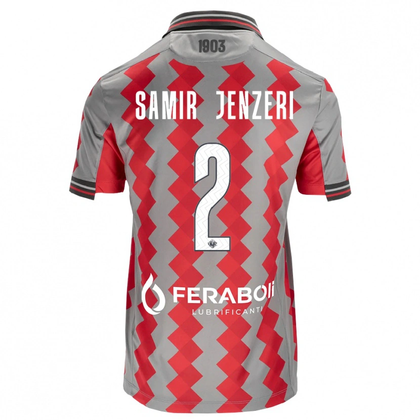 Danxen Mænd Gabriele Samir Jenzeri #2 Grå Rød Hvid Hjemmebane Spillertrøjer 2026/27 Trøje T-Shirt