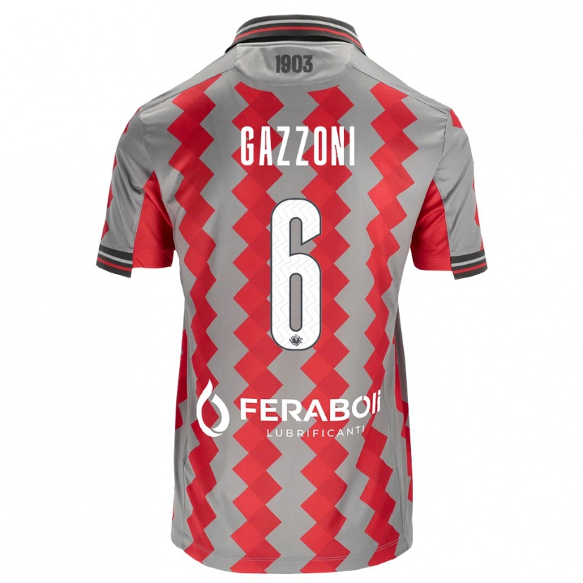 Danxen Mænd Matteo Gazzoni #6 Grå Rød Hvid Hjemmebane Spillertrøjer 2026/27 Trøje T-Shirt