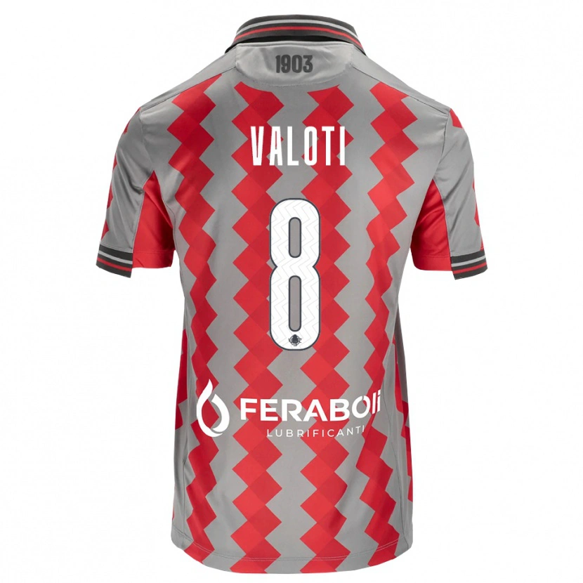 Danxen Mænd Mattia Valoti #8 Grå Rød Hvid Hjemmebane Spillertrøjer 2026/27 Trøje T-Shirt