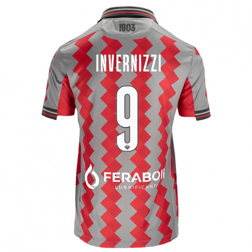 Danxen Mænd Leonardo Invernizzi #9 Grå Rød Hvid Hjemmebane Spillertrøjer 2026/27 Trøje T-Shirt