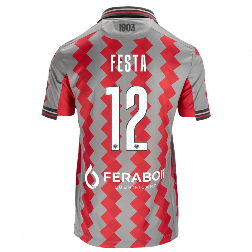 Danxen Mænd Marco Festa #12 Grå Rød Hvid Hjemmebane Spillertrøjer 2026/27 Trøje T-Shirt