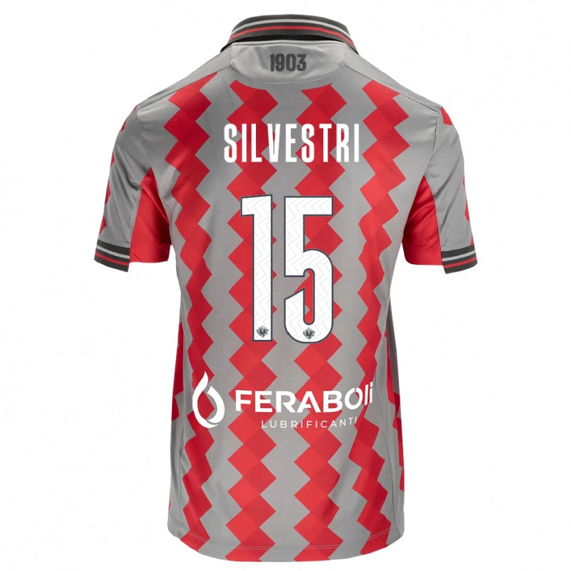 Danxen Mænd Cristiano Silvestri #15 Grå Rød Hvid Hjemmebane Spillertrøjer 2026/27 Trøje T-Shirt