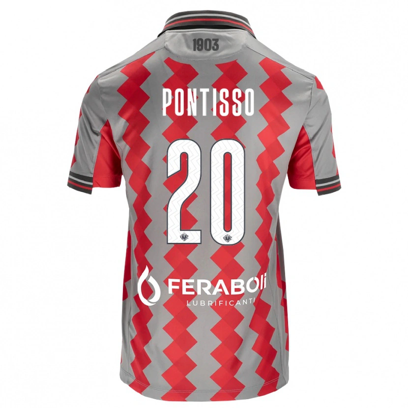 Danxen Mænd Simone Pontisso #20 Grå Rød Hvid Hjemmebane Spillertrøjer 2026/27 Trøje T-Shirt