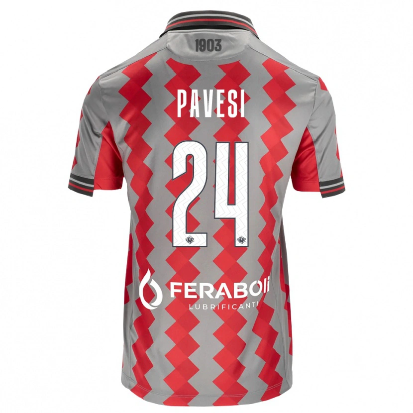 Danxen Mænd Davide Pavesi #24 Grå Rød Hvid Hjemmebane Spillertrøjer 2026/27 Trøje T-Shirt
