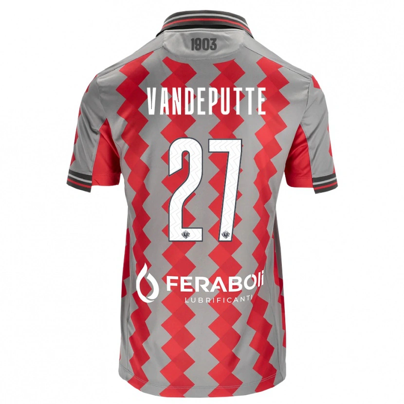 Danxen Mænd Jari Vandeputte #27 Grå Rød Hvid Hjemmebane Spillertrøjer 2026/27 Trøje T-Shirt