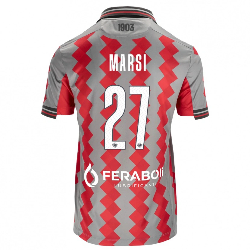 Danxen Mænd Simone Marsi #27 Grå Rød Hvid Hjemmebane Spillertrøjer 2026/27 Trøje T-Shirt