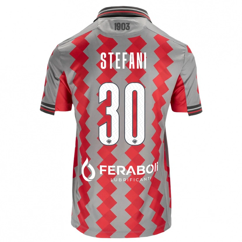 Danxen Mænd Christian Stefani #30 Grå Rød Hvid Hjemmebane Spillertrøjer 2026/27 Trøje T-Shirt