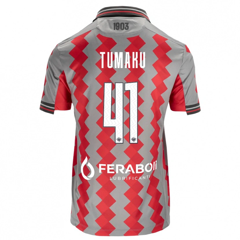 Danxen Mænd Niccolò Tumaku #41 Grå Rød Hvid Hjemmebane Spillertrøjer 2026/27 Trøje T-Shirt